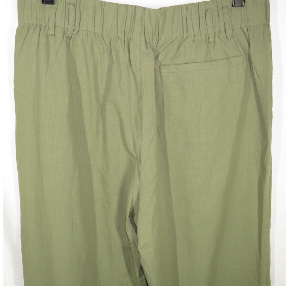 Halara Size XL Olive Lightweight Cotton Pleated Pull On Pants, Pockets - Picture 11 of 14